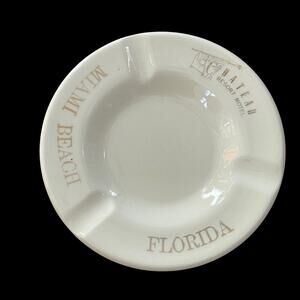 Miami Florida Ceramic Ashtray Vtg MCM Sabina Line 22K Trim Chateau Resort Motel